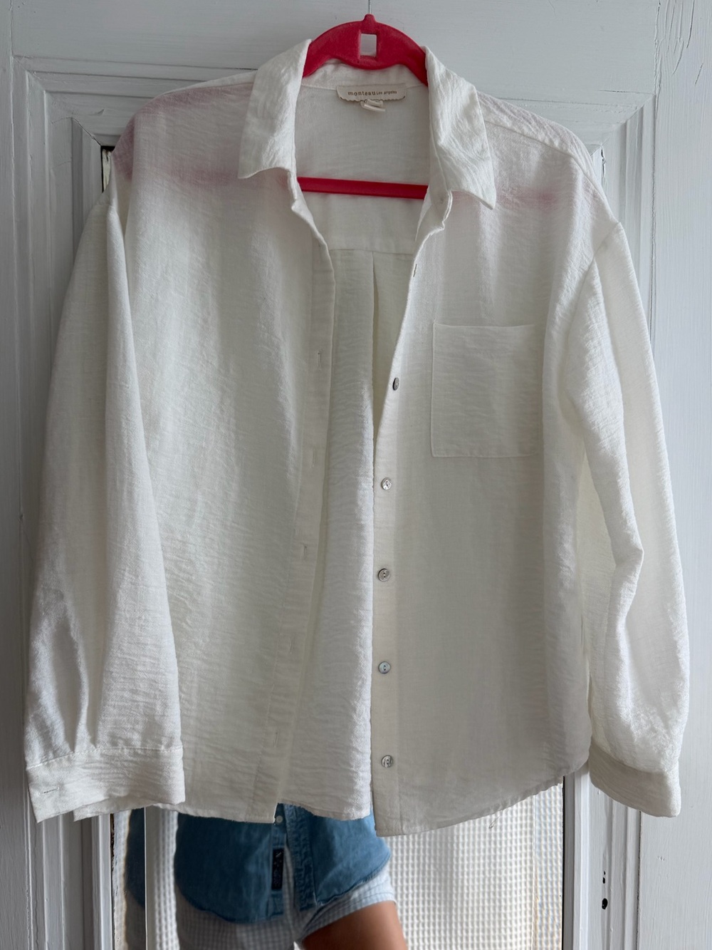Monteau Los Angeles White Long-Sleeve Button-Up Shirt